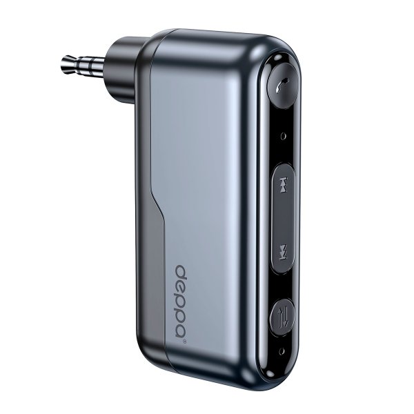 Bluetooth аудио-ресивер (AUX) Deppa, Air, BT5.4, TWS, 180 мАч, графитово-чёрный