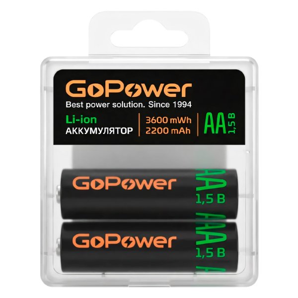 Аккумулятор GoPower R06 BOX2, (AA) 2200 мАч (3600 мВТч ), Ni-Mh, (2/100/200)