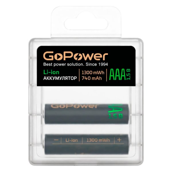 Аккумулятор GoPower R03 BOX2, (AAA) 740 мАч (1300 мВТч), Ni-Mh, (2/100/200)