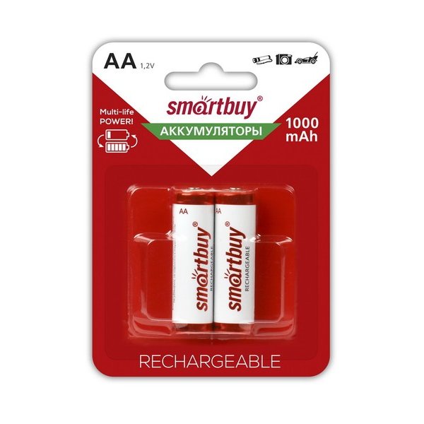 Аккумулятор Smartbuy R06 1000 мАч, AA/2BL, NiMh (24/240)