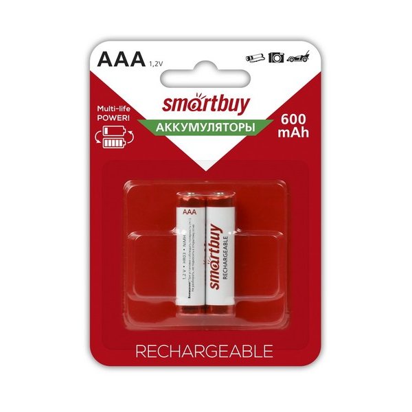 Аккумулятор Smartbuy R03 600 мАч, AAA/2BL, NiMh (24/240)