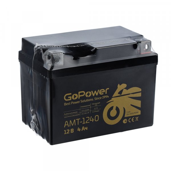 Аккумулятор GoPower для мототехники 12V, 4Ah AMT-1240