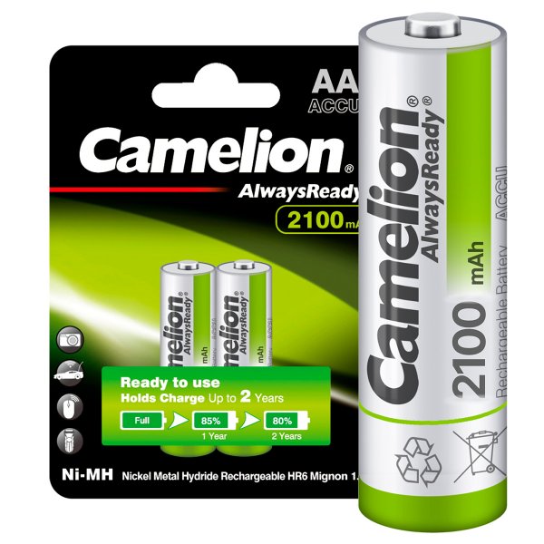 Аккумулятор Camelion R06-2BL, (AA) 2100 мАч, Ni-Mh, Always Ready (24/384)