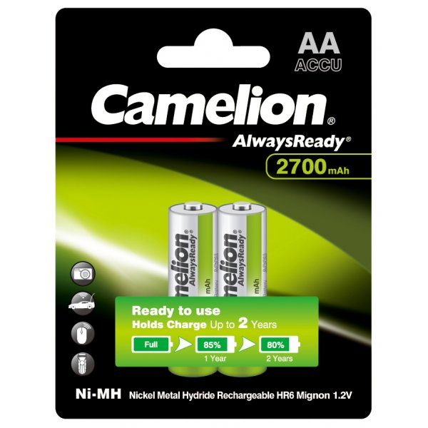 Аккумулятор Camelion R06-2BL, (AA) 2700 мАч, Ni-Mh, Always Ready