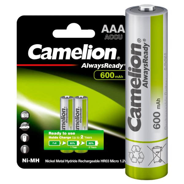 Аккумулятор Camelion R03-2BL, (AAA) 600 мАч, Ni-Mh, Always Ready (24/480)