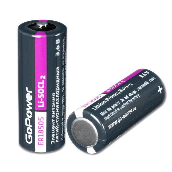 Элем.пит. GoPower 18505 PK1 Li-SOCl2 3.6V без выводов (1/10/500)