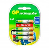 Аккумулятор GP R03 (AAA) 1000 мАч (3+1)bl (4.40) пластик