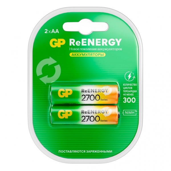 Аккумулятор GP R6 (AA) 2700 мАч 2bl (2.20) пластик ReENERGY