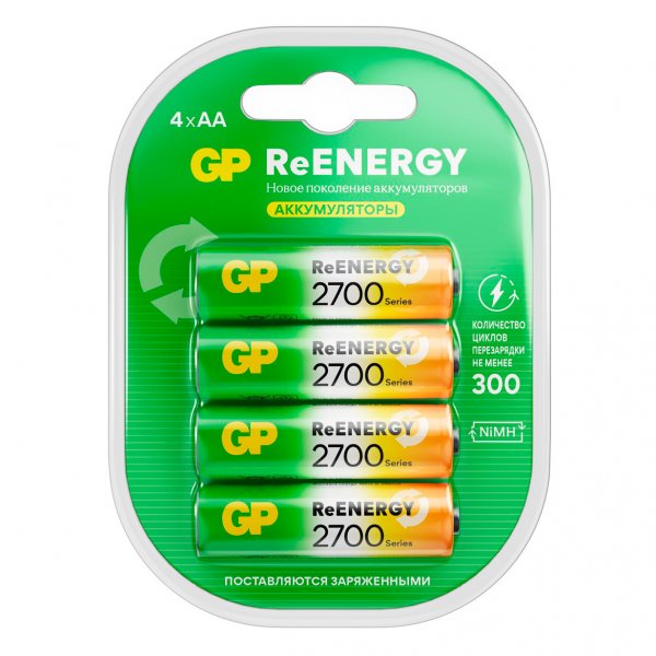 Аккумулятор GP R6 (AA) 2700 мАч 4bl (4.40) пластик ReENERGY