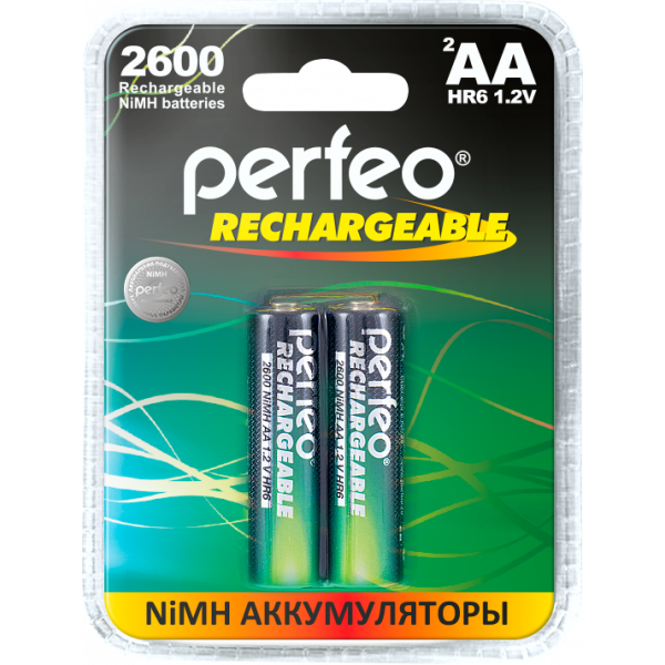 Аккумулятор Perfeo R6 (AA) 2600 мАч 2bl (40, 240) пластик