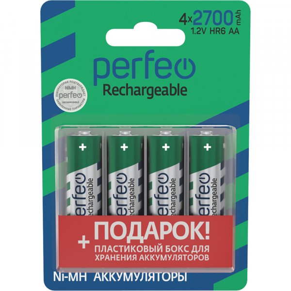 Аккумулятор Perfeo R6 (AA) 2700 мАч 4bl+BOX (40, 240)