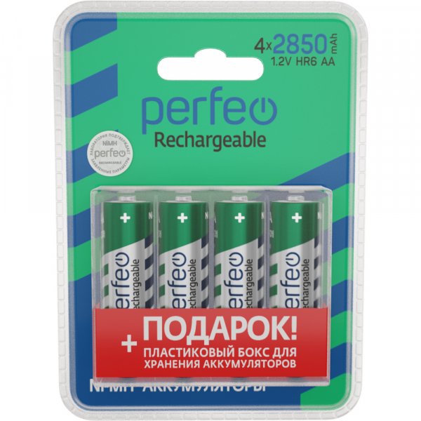 Аккумулятор Perfeo R6 (AA) 2850 мАч 4bl+BOX (40, 240) пластик
