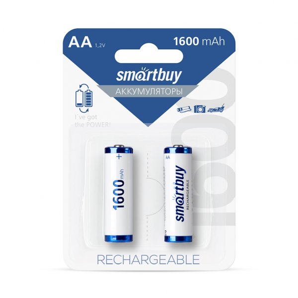 Аккумулятор Smartbuy R06 1600 мАч, AA/2BL, NiMh (24/240)
