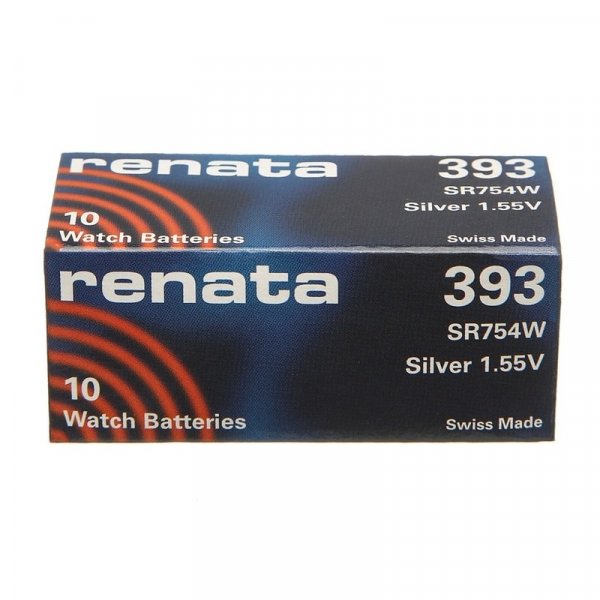 Элем.пит. AG5-1BL Renata Silver Oxide (393, 309, SR754), серебро [замена LR754, LR48, 193] (1/10) годен до 04.2022