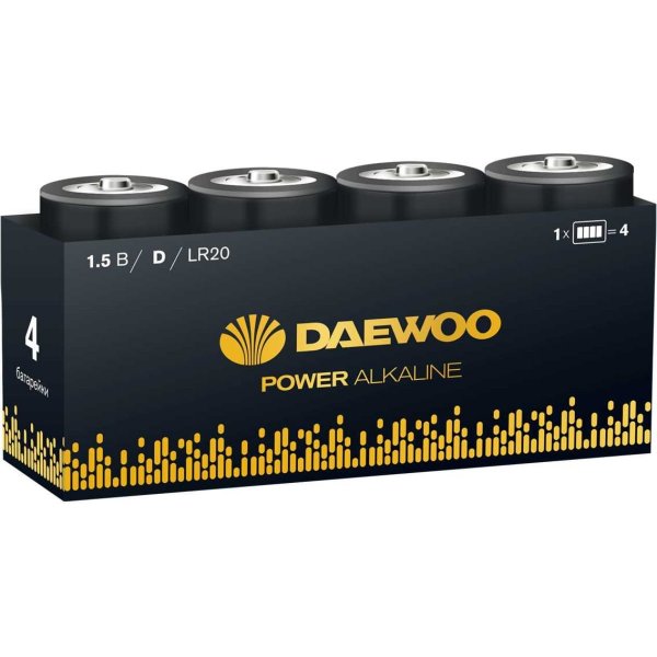 Элем.пит. LR20-4шт. в коробке Daewoo Power Alkaline (4/12/96)