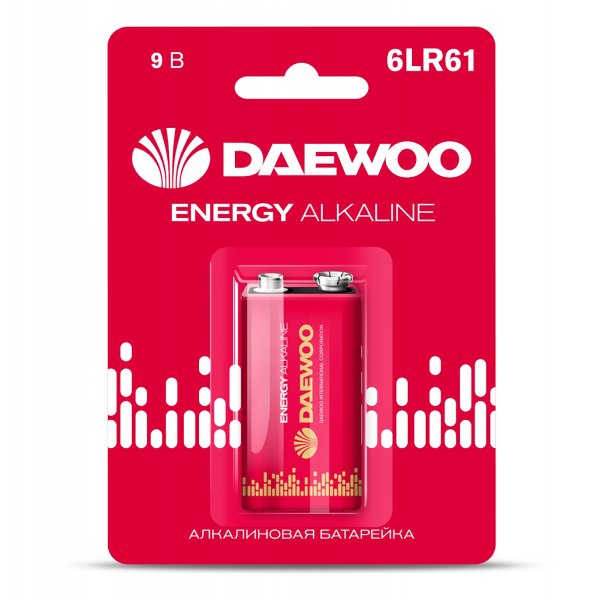 Элем.пит. 6LR61-1BL DAEWOO ENERGY Alkaline (1/12/144)
