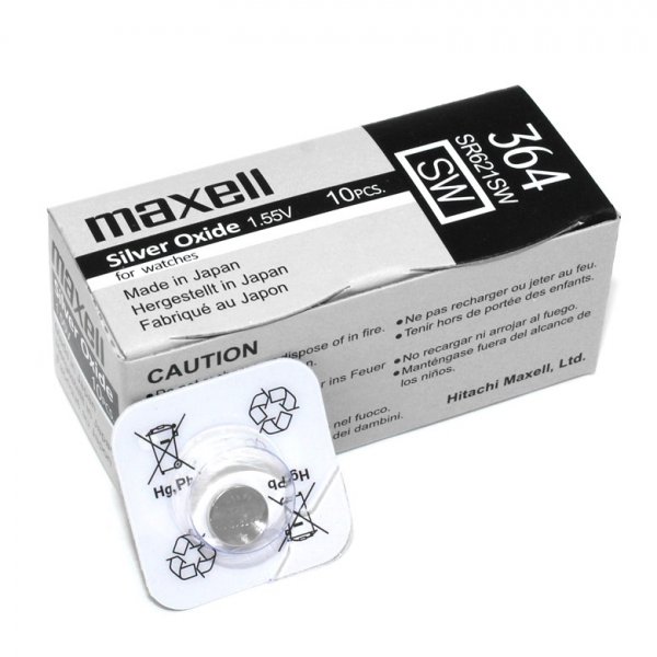 Элем.пит. AG1-10Box MAXELL Silver Oxide (364, SR621), серебро [замена LR621, LR60, 164] (10)