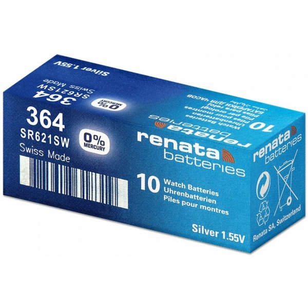 Элем.пит. AG1-10 Box Renata (SR621SW,364) Silver Oxide (10)
