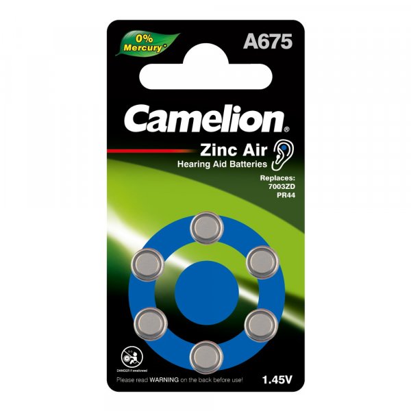 Элем.пит. ZA675-6BL Camelion Mercury Free (для слуховых аппаратов)