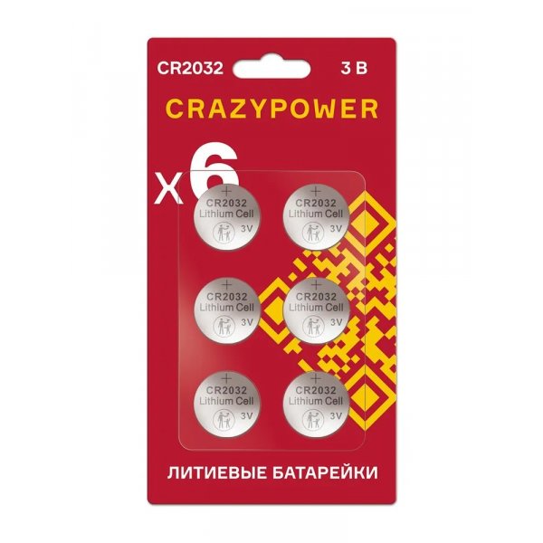 Элем.пит. CR2032-6BL CRAZYPOWER (6/144/864)