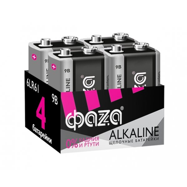 Элем.пит. 6LR61-4ш. бокс ФАZА Super Alkaline (4/24/192)