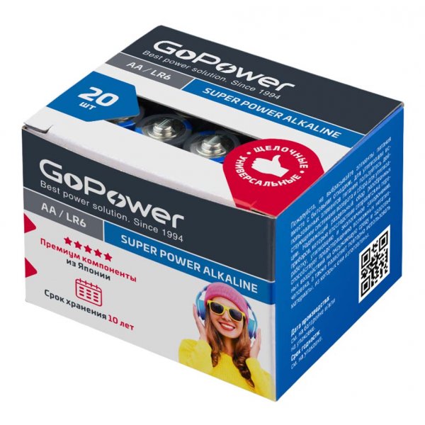 Элем.пит. LR6-20шт. в коробке GoPower (20/640)
