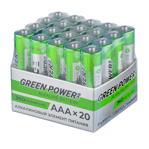 Элем.пит. LR03-20шт. в коробке GREEN POWERlab (120/720)