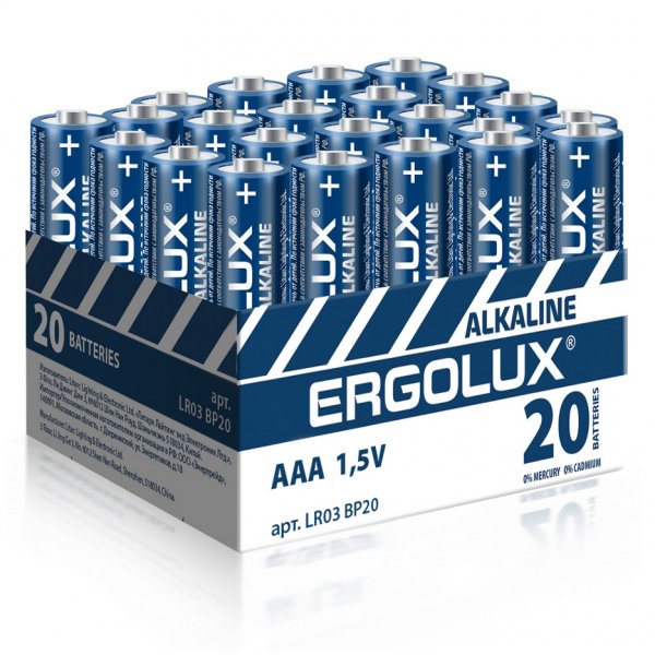 Элем.пит. LR03-20 шт. в коробке Ergolux (20,480)