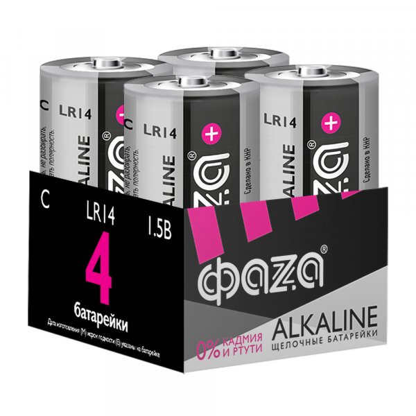 Элем.пит. LR14-4шт. в коробке ФАZА Alkaline (4/24/96)