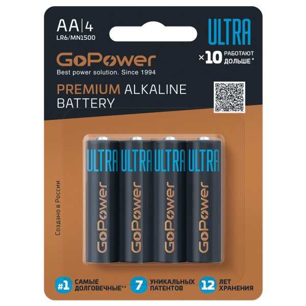 Элем.пит. LR6-4BL GoPower ULTRA (4/40/480)