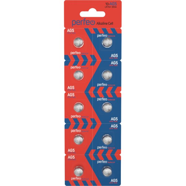 Элем.пит. AG5-10BL Perfeo (LR754,393A) Alkaline Cell (10/200)