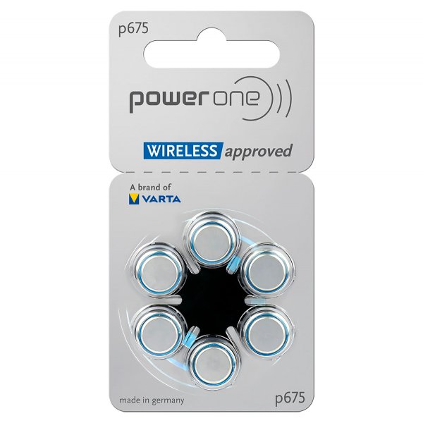 Элем.пит. ZA675-6BL PowerOne WIRELESS approved (PR44, A675, 675A, DA675), цинк-воздух [синяя]