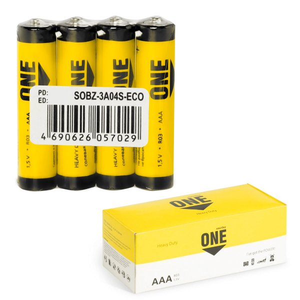 Элем.пит. соль R03-4S SmartBuy ONE (60.600)  (SOBZ-3A04S-Eco) Срок годности до 04.2026