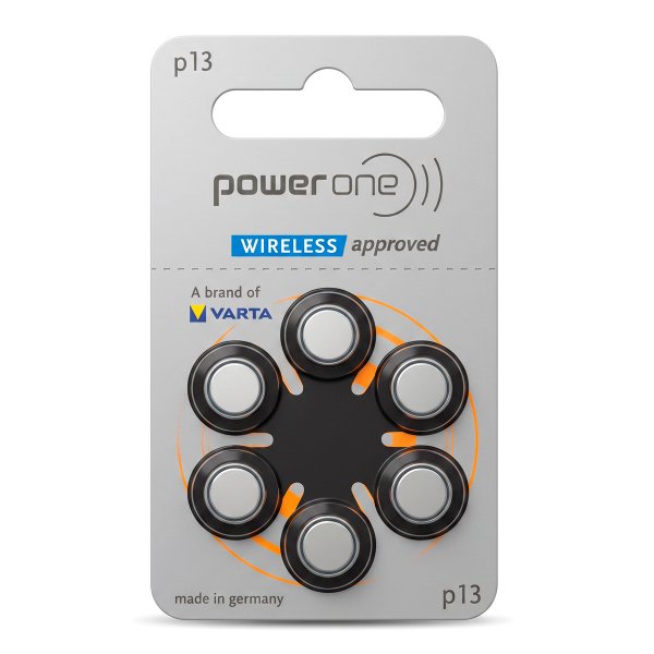 Элем.пит. ZA13-6BL PowerOne WIRELESS approved (PR48, A13, 13A, DA13), цинк-воздух [оранжевая] (6/60/300)