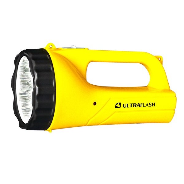 Фонарь ручной аккумуляторный  Ultraflash LED3816SM, 9 LED, 2 режима, коробка, (SLA), жёлтый