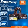 Фонарь налобный аккумуляторный  FOCUSray 1327, цифровой дисп., акб.18650 1200 mAh, 200 люмен, сенсор
