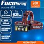 Фонарь налобный аккумуляторный  FOCUSray 1328, цифровой дисп., акб.18650 1200 mAh, 200 люмен, сенсор