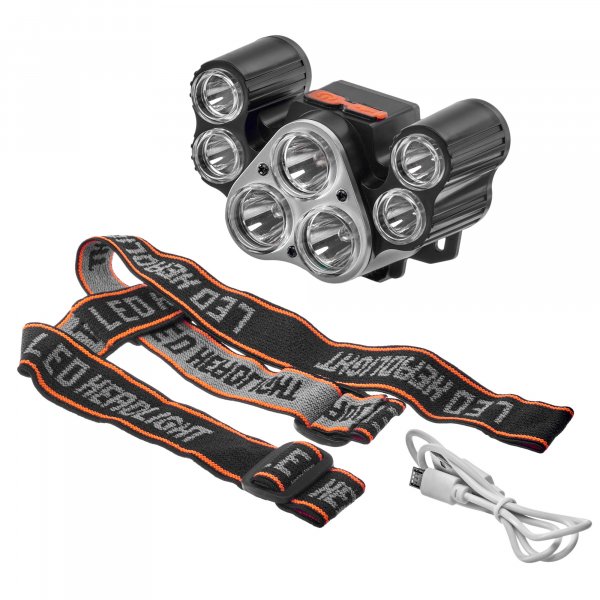 Фонарь налобный аккумуляторный  FOCUSray 1316, 5 диодов 3W+ 2 диода 1W, акб.18650 1200 mAh