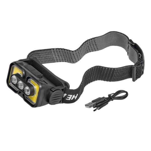 Фонарь налобный аккумуляторный  FOCUSray 1306, 3 диода 3W+2 COB 3W, акб.18650 1200 mAh, сенсор