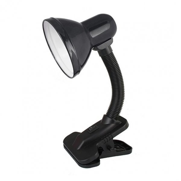 Светильник настольный Ultraflash UF-320P C02, (230V, 60W, E27 ЛОН), с прищепкой, чёрный