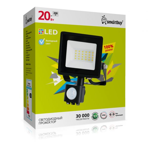 Прожектор FL SMD Sensor Pro Smartbuy-20W/6500K/IP65 светодиодный