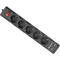 Сетевой фильтр DFS 753 3.0 м, 5 розеток, 2-USB, 2.1А Defender