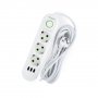 Amper сетевой удлинитель, 4м, 3 розетки, 3*0.75мм, 10А, 2500 Вт, 3usb, белый