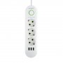Amper сетевой удлинитель, 4м, 3 розетки, 3*0.75мм, 10А, 2500 Вт, 3usb, белый