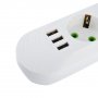 Amper сетевой удлинитель, 4м, 3 розетки, 3*0.75мм, 10А, 2500 Вт, 3usb, белый