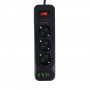 Amper сетевой удлинитель, 4м, 3 розетки, 10А, 2500 Вт, 3usb,1Type-C, чёрный