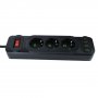 Amper сетевой удлинитель, 4м, 3 розетки, 10А, 2500 Вт, 3usb,1Type-C, чёрный