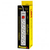 Perfeo сетевой фильтр 3м, 5 розеток, "POWER+", серый (PF-PP-5/3.0-G)