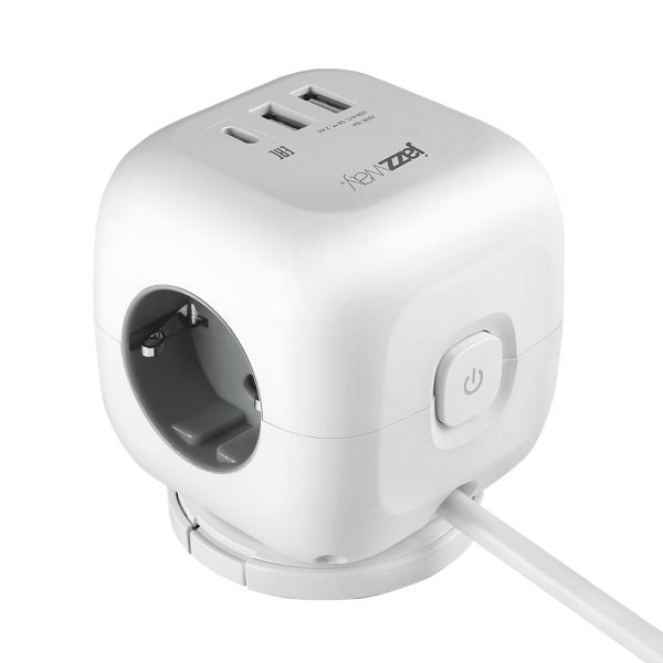 Удлинитель JAZZway EC-03U-150-wh, 1.5м, 3 розетки, заземление, выключатель