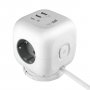Удлинитель JAZZway EC-03U-150-wh, 1.5м, 3 розетки, заземление, выключатель
